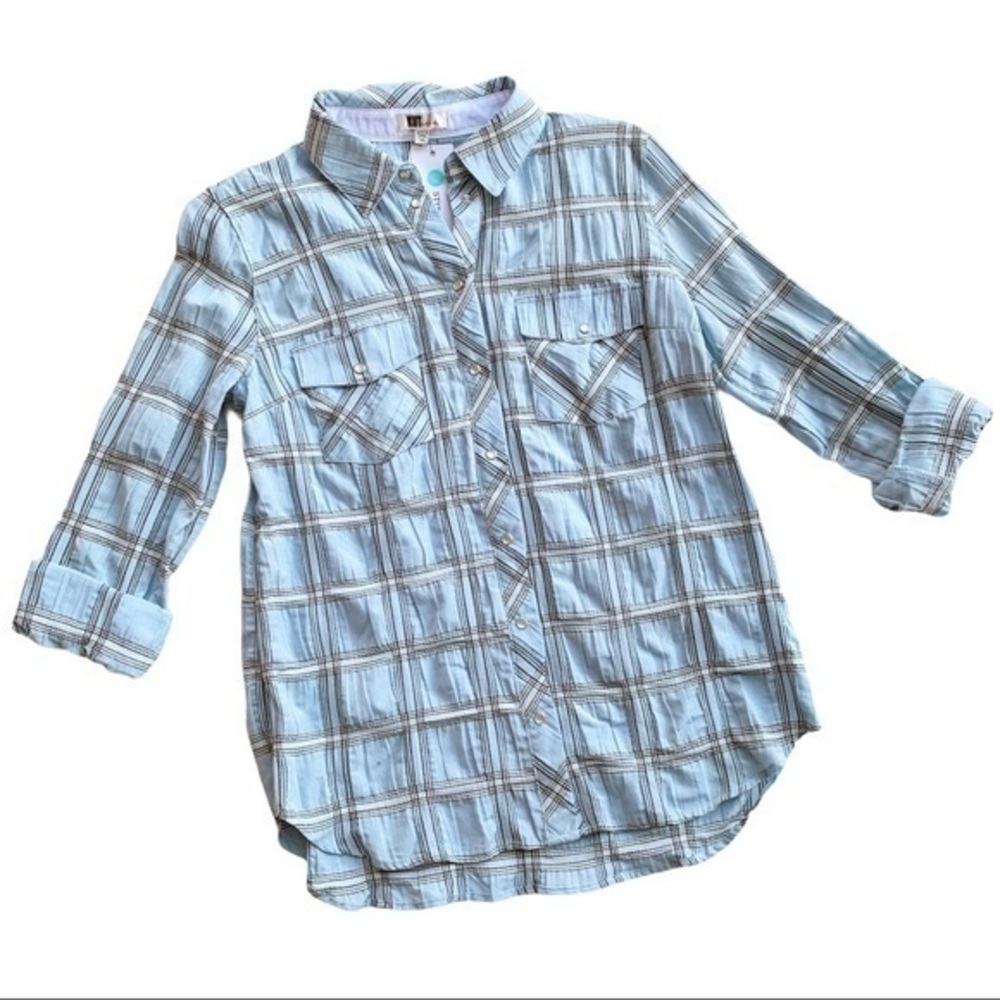 Kut From The Kloth Blue & Black Plaid Button Down‎ X-Small